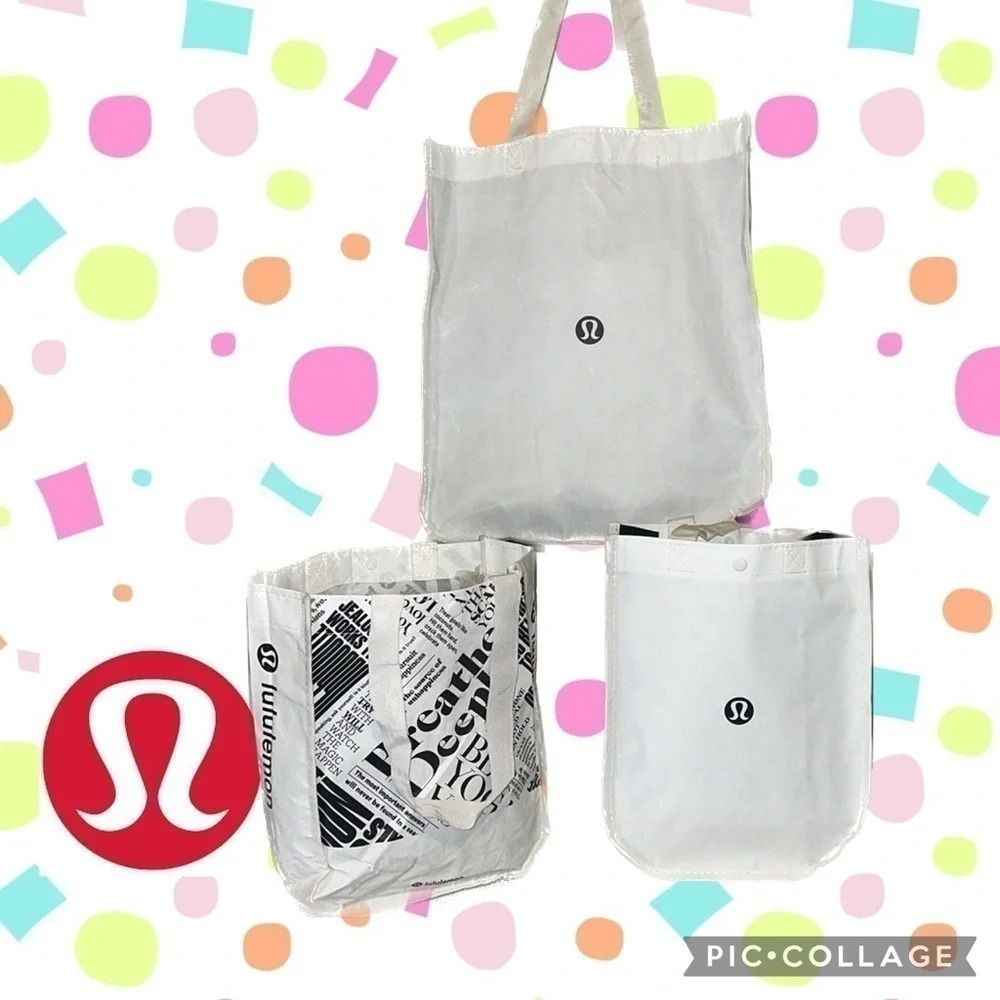 Lululemon reusable bag black white shopping bundle
